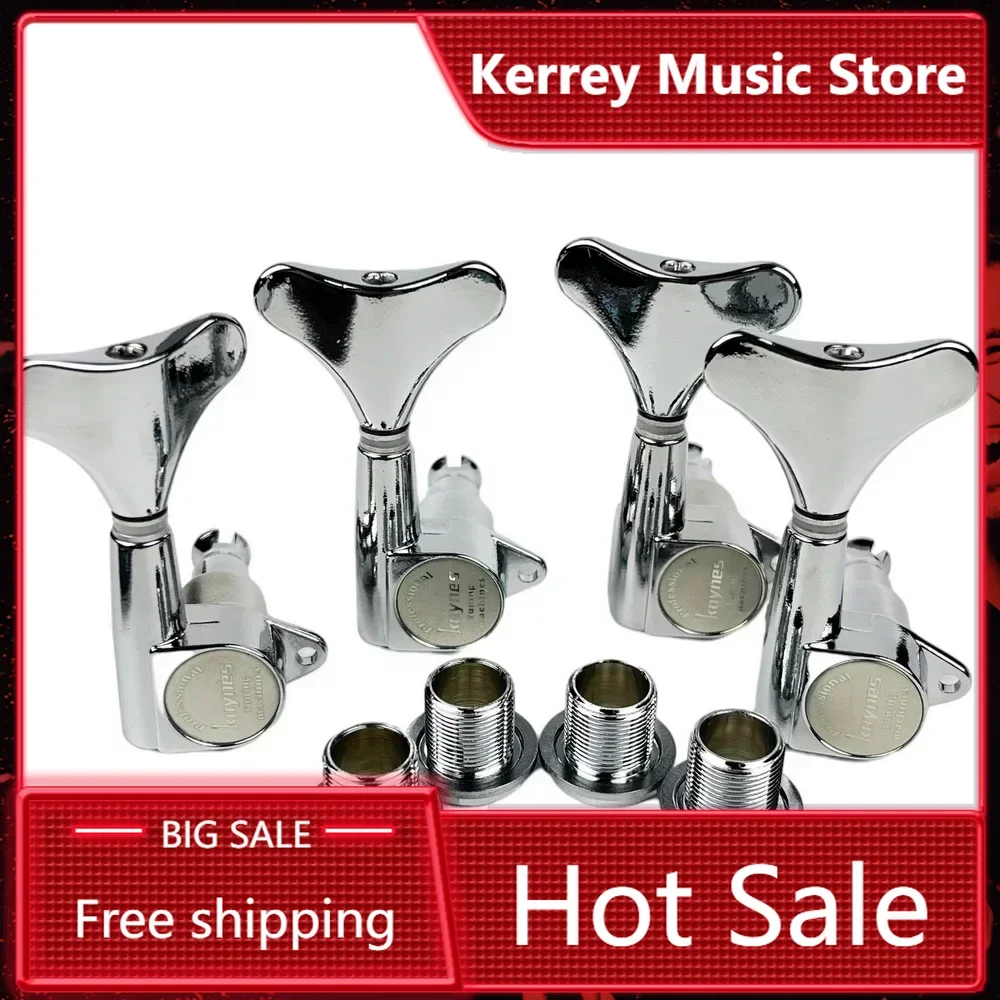 

1:18 -Sealed Electric Bass Guitar Machine Heads Chrome Silver Closed Tuning Key Pegs DJ242 Headstock for Guitarists