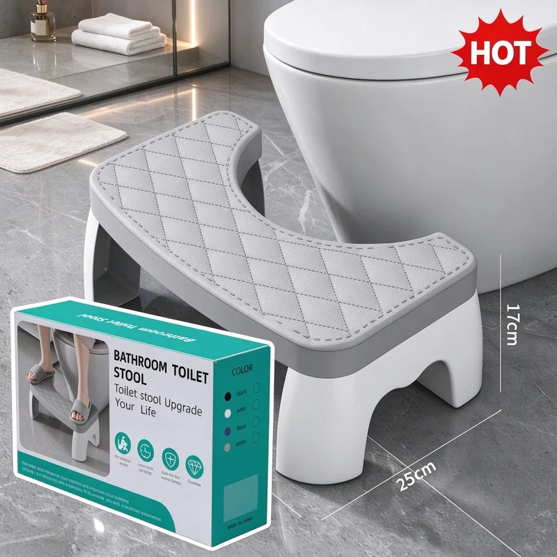 Anti Slip Toilet Squat Stool Ergonomic Bathroom Foot Rest Sturdy Step Stool for Adults Kids
