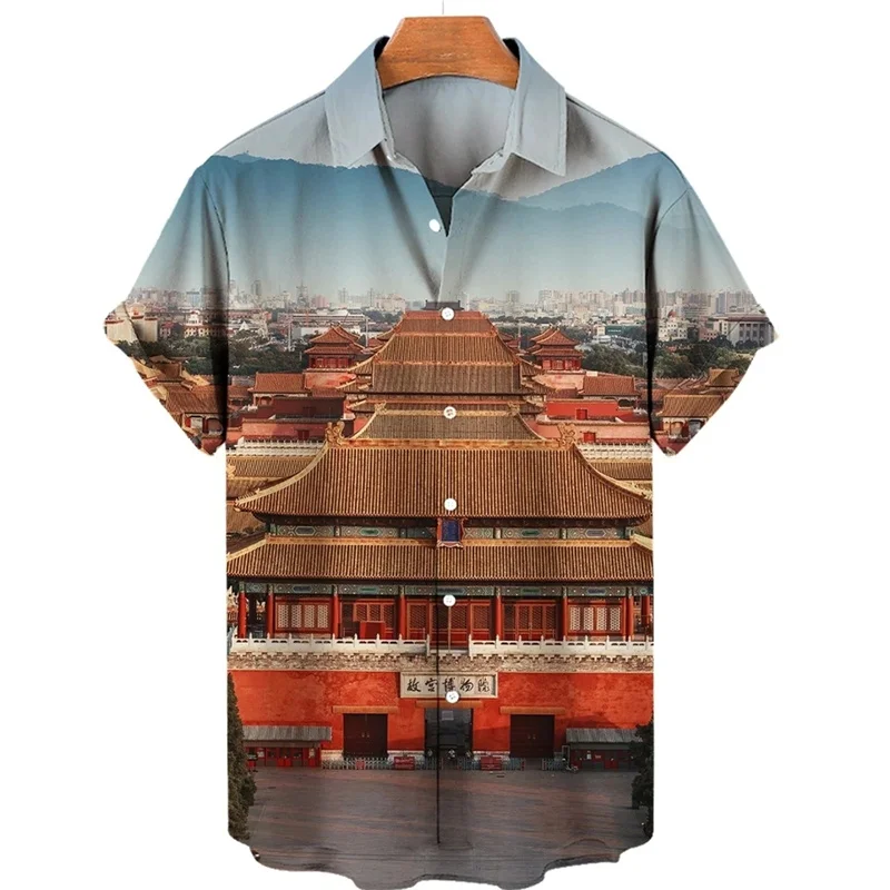 Chemises imprimées 3D du patrimoine mondial Harajuku pour hommes et enfants, chemises courtes cool, streetwear vintage, chemise à revers, vêtements à la mode, nouveau