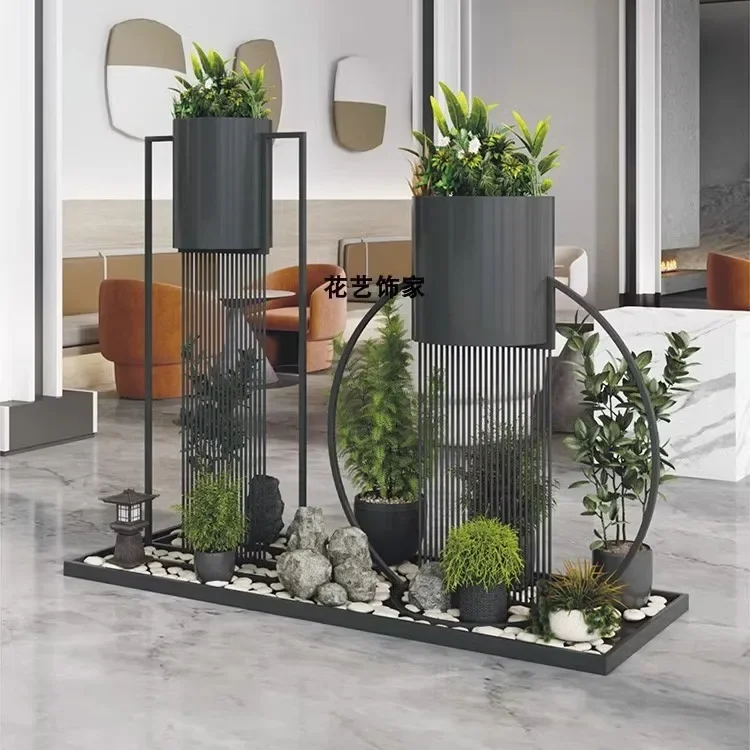 Creative Nordic wrought iron flower stand indoor green plant flower pot stand living room shelf balcony simple floor-to-ceiling