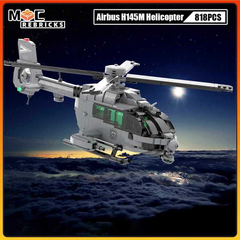 Military Series Eurocopter H145M Airbus Battlefield Support Helicopters MOC Building Block Aircraft Model Bricks Toys Kid Gifts