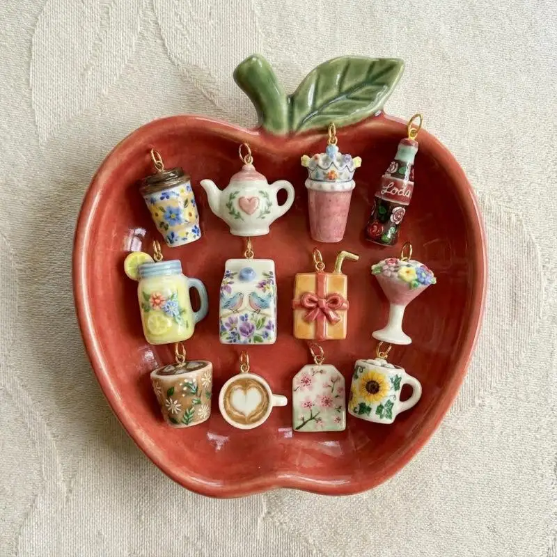 Mini-Kupfer-Anhänger für Lebensmittel und Getränke, Kaffeetasse, Teekanne, Anhänger für DIY-Halsketten, Armbänder, Ohrringe, Schmuckherstellungszubehör – Detail 1