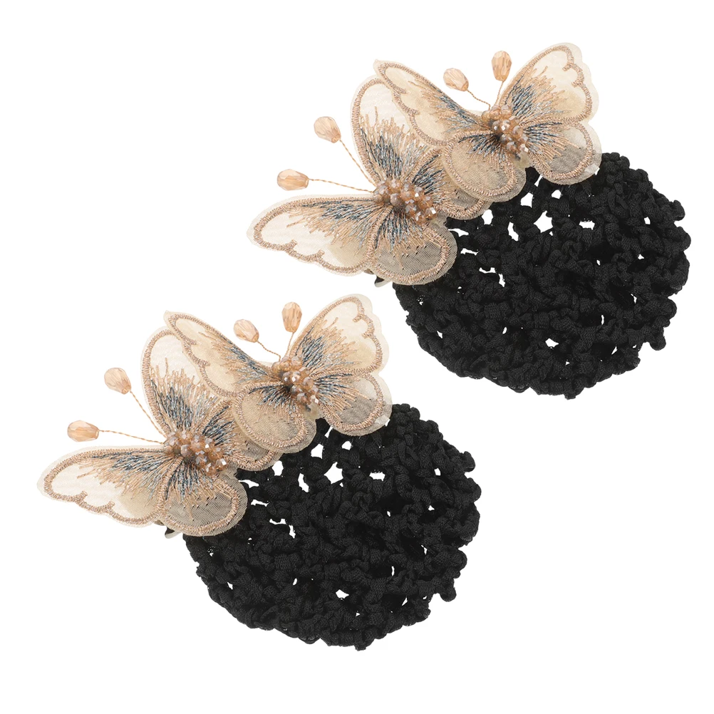 

2pcs Bun Hairnet Headwear Soft Comfort Black Color Ballet Dance Ladies Accessories Wedding Party Hairstyle Hair Care Styling