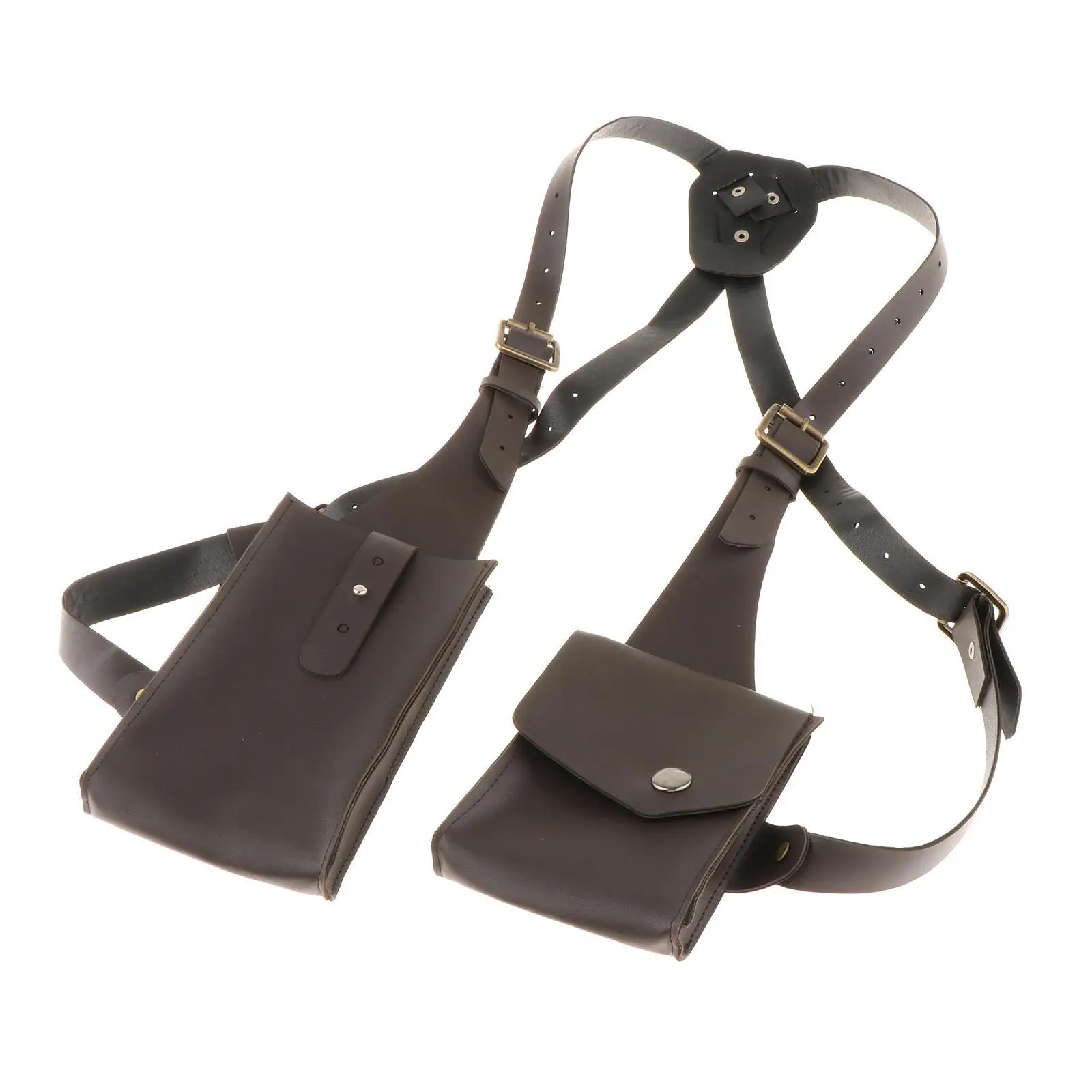 Shoulder Harness Bag Handmade Armpit Bag Costume Accessories Double Phone Wallet Case for Outdoor Hiking Bike Motorcycle Cycling