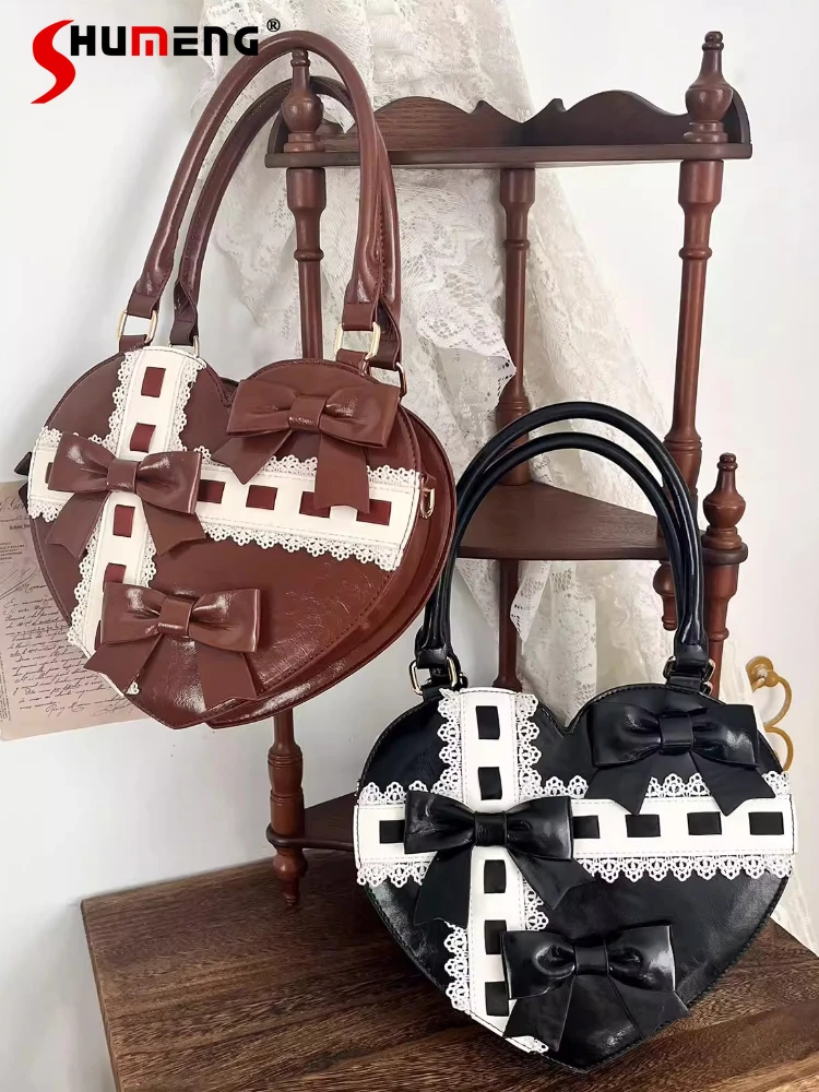 

Оригинальные японские милые повседневные сумки в стиле лолита с бантом и кружевом, универсальные мини-рюкзаки для женщин