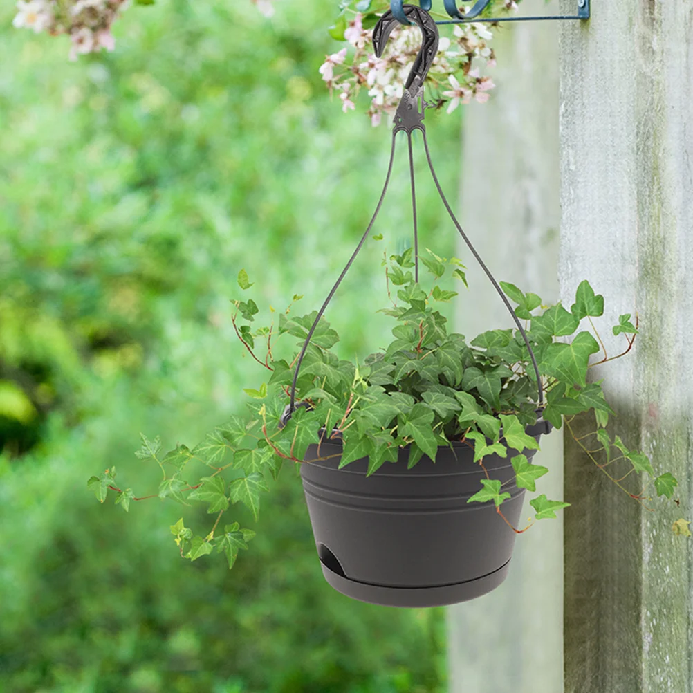 

2pcs Hanging Wall Planter Balcony Fence Flower Pot Gray Plastic Durable Garden Yard Decor Planters