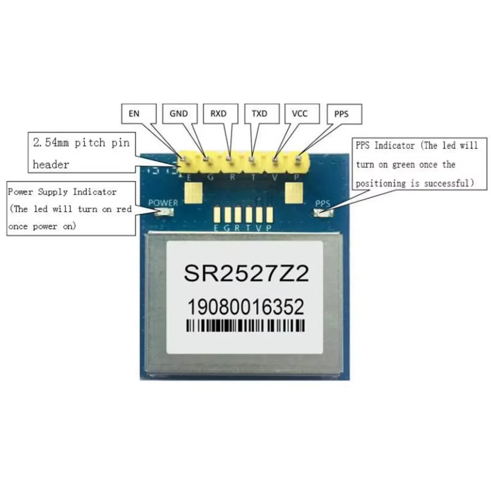 

SR2527Z2 GPS BDS Dual Mode Navigation Module with AT6558R Chip 1-10Hz Adjustable for Vehicle Tracking Positioning System