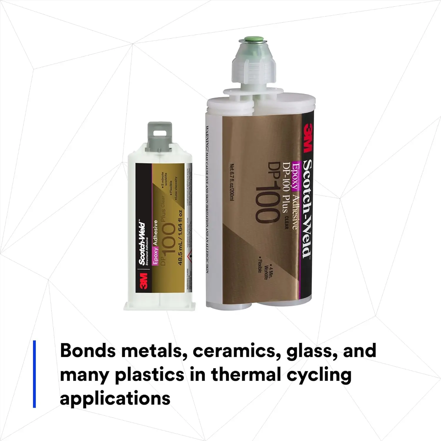 لاصق إيبوكسي سكوتش ويلد DP100 بلس، شفاف، درجة احترافية، التعامل السريع والعلاج، 48.5 مل (1.64 أونصة سائلة) Duo-Pak