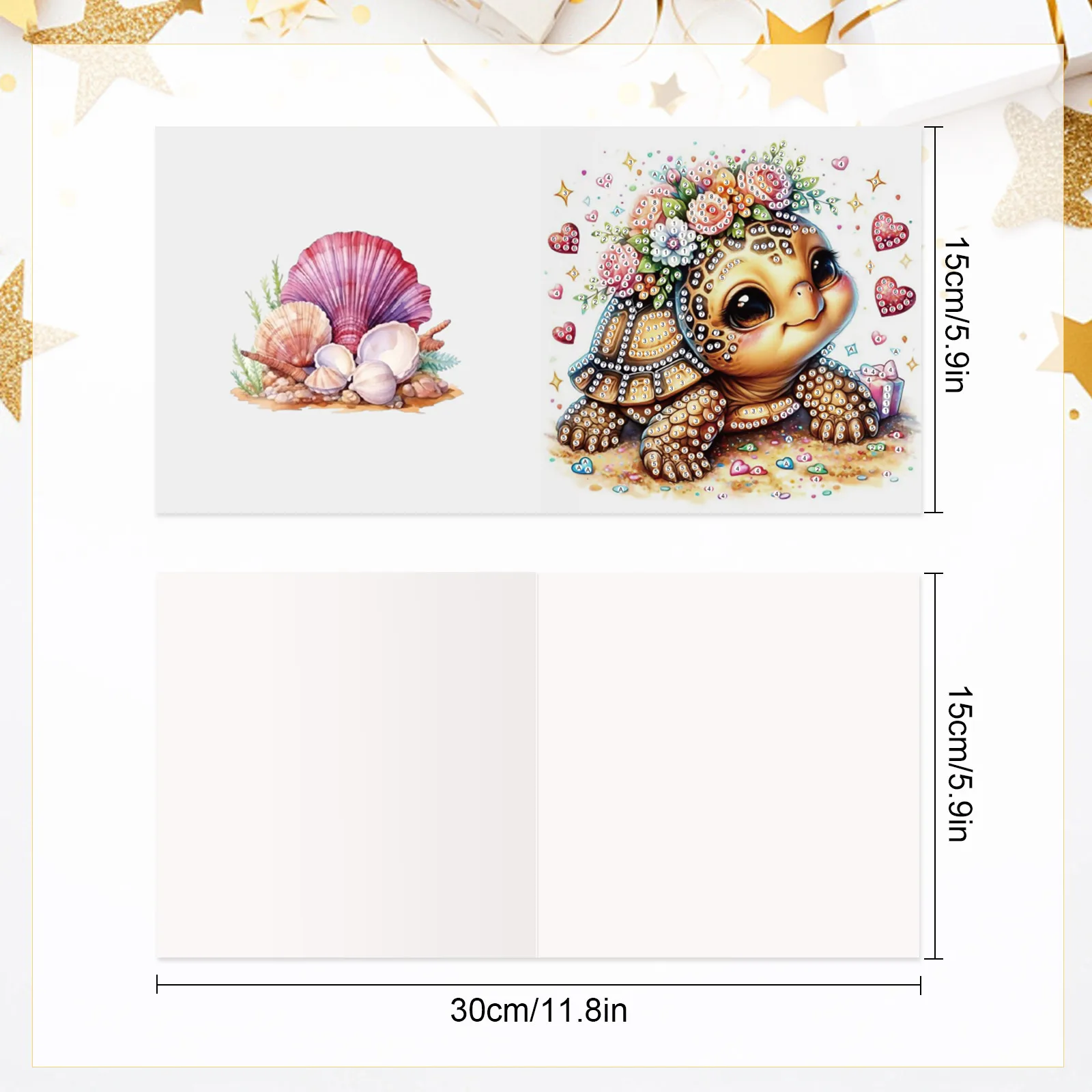 6PCS Diamond Art Painting Greeting Card Kit Diamond Art Greeting Cards,sea turtle Special Shaped Diamond Greeting Card Art Gifts
