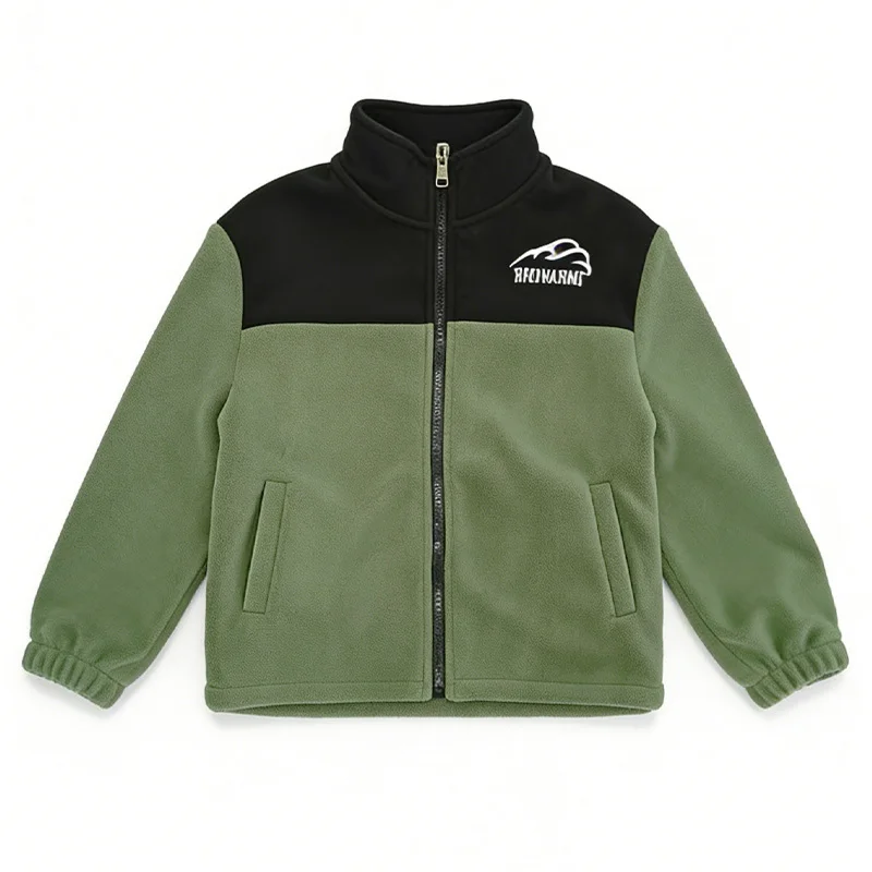2026 Neue Kinder Jungen Fleecejacke Herbst Winter Warm Farbblock Stehkragen Reißverschluss Mantel Kinder Casual Streetwear Oberbekleidung