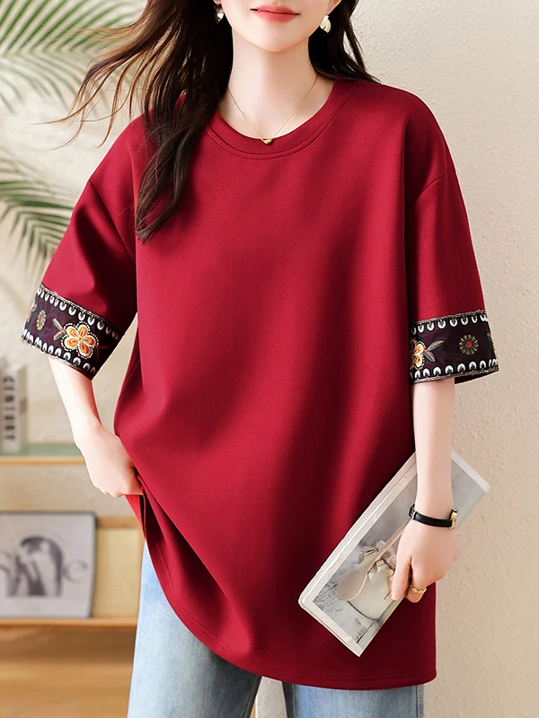 Retro Embroidered ort Sve Midi Top New Chinese Sle Women's Faion Spring Season Linen Material Other Sve pe