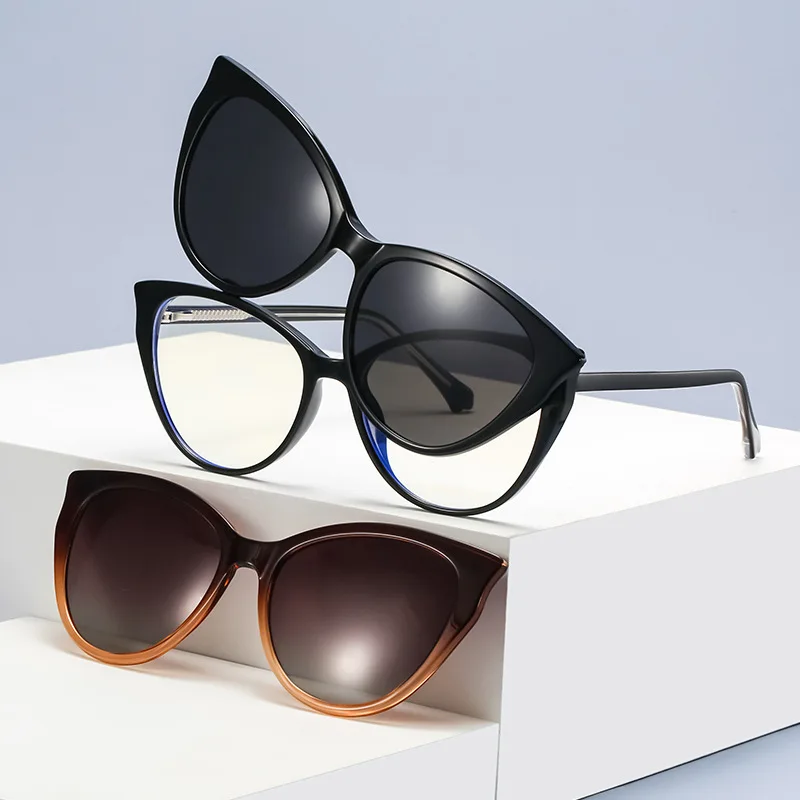 EYORA Magnetic Clip Oversize Frame Reading Glasses Myopia Eyewear Hyperopia Anti Blue Ray Progressive Photochromic Eyewear Lens