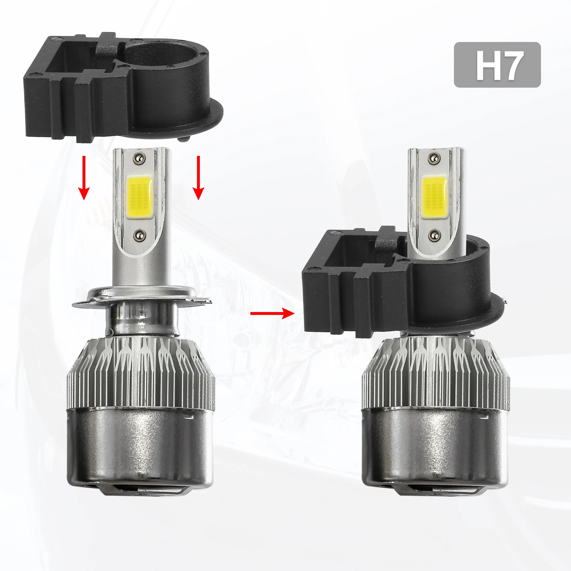 UXCELL 1 Set Car H7 LED Headlight Adapter Bases with Key Replace for Ford Focus 2004 2005 2006 2007 2008 2009 2010 2011-2015