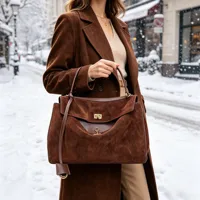2025 Autumn Winter Women's Suede genuine leather Bag Shoulder Handbag Large Capacity Single Tote Bag Handbag Luxury Designer Bag