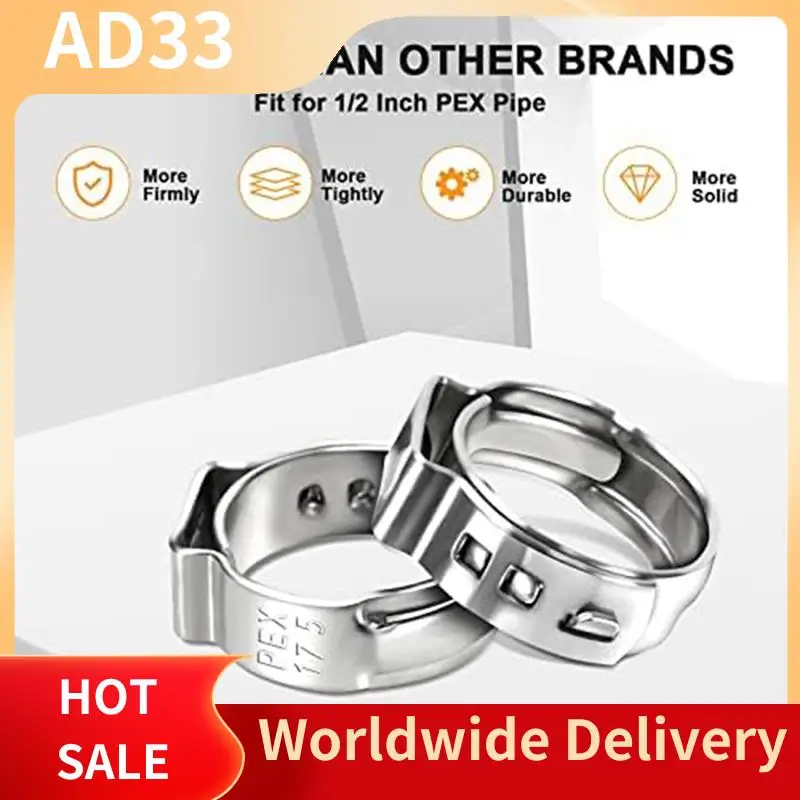 

Top Deals 120PCS Cinch Crimp Ring Cinch Clamp Single Ear Hose Clamp For PEX Fitting Connections,