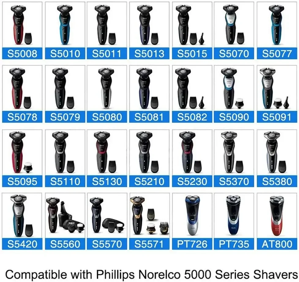 SH50 Replacement Heads for Philips Series 5000 Shavers, AquaTouch, PowerTouch,  S5210 S5370 PT730 AT810 Electric Razors