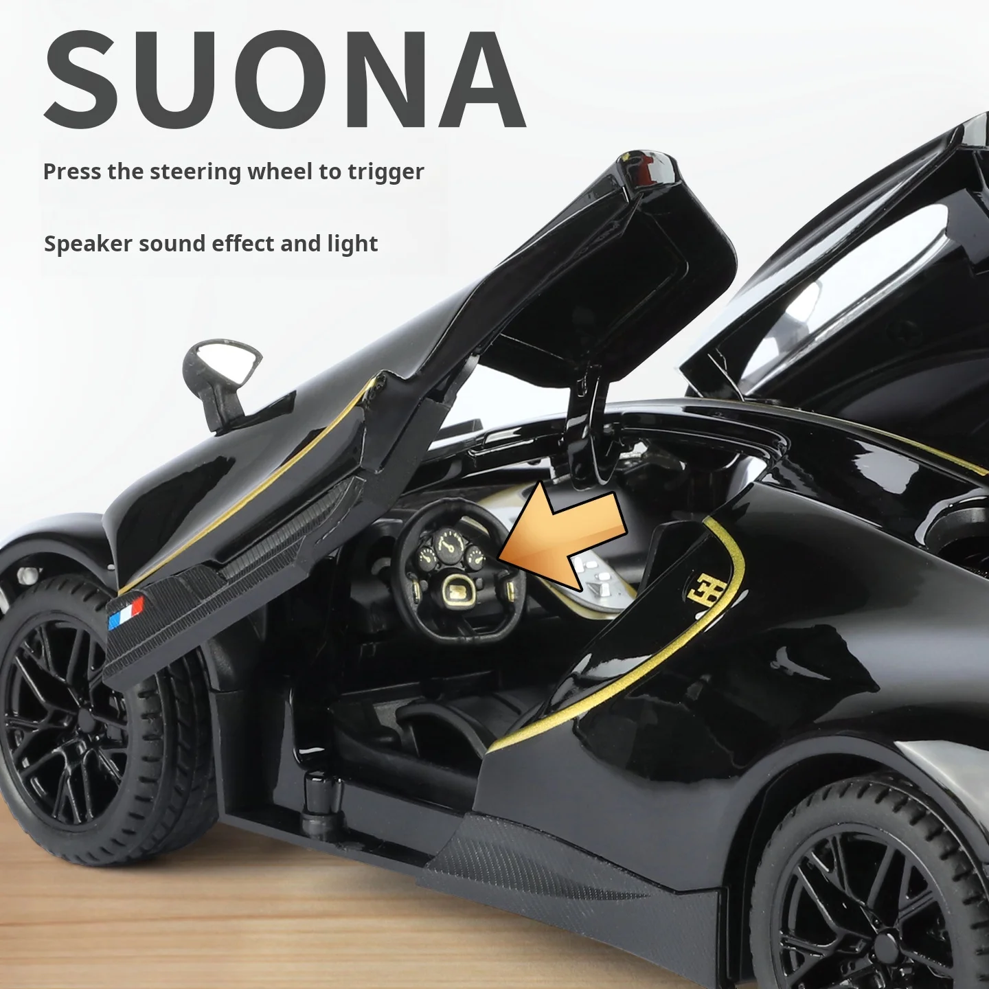 Scala 1:24 Simulazione Bugatti tourbillon Pressofuso in lega Modello di auto d'epoca Suono Luce Tirare indietro ragazzi giocattolo Regalo per bambini