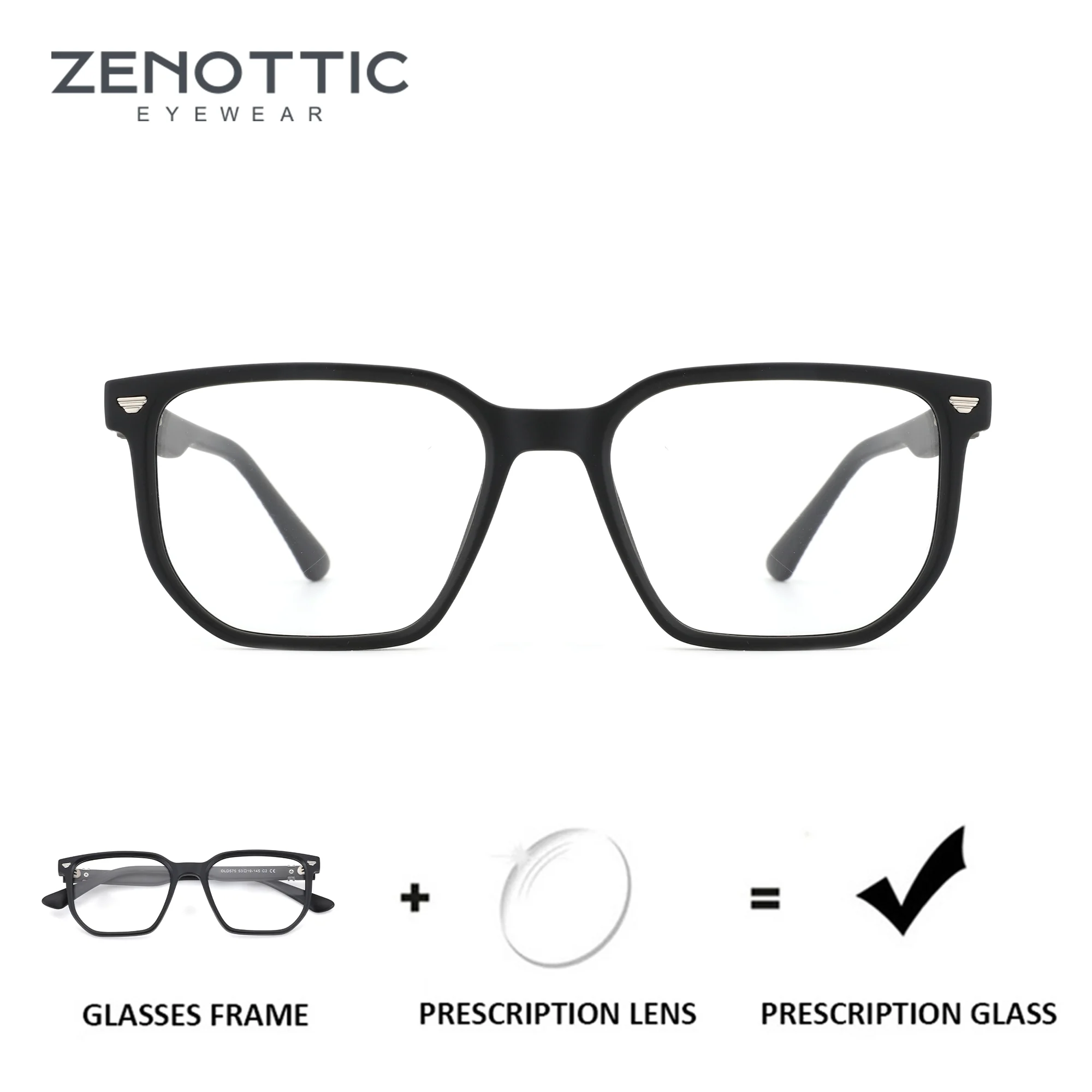 ZENOTTIC (M Size) Modish Square Prescription Glasses For Men Photochromic Optical Eyewear Progressive Multifocal Lenses