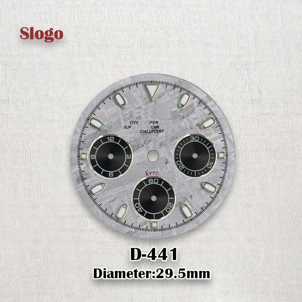 29.5mm Mod DTN Panda Dial VK63 Dial S Logo Suitable For VK63 Movement C3 Green Luminou Watch Modification Accessories