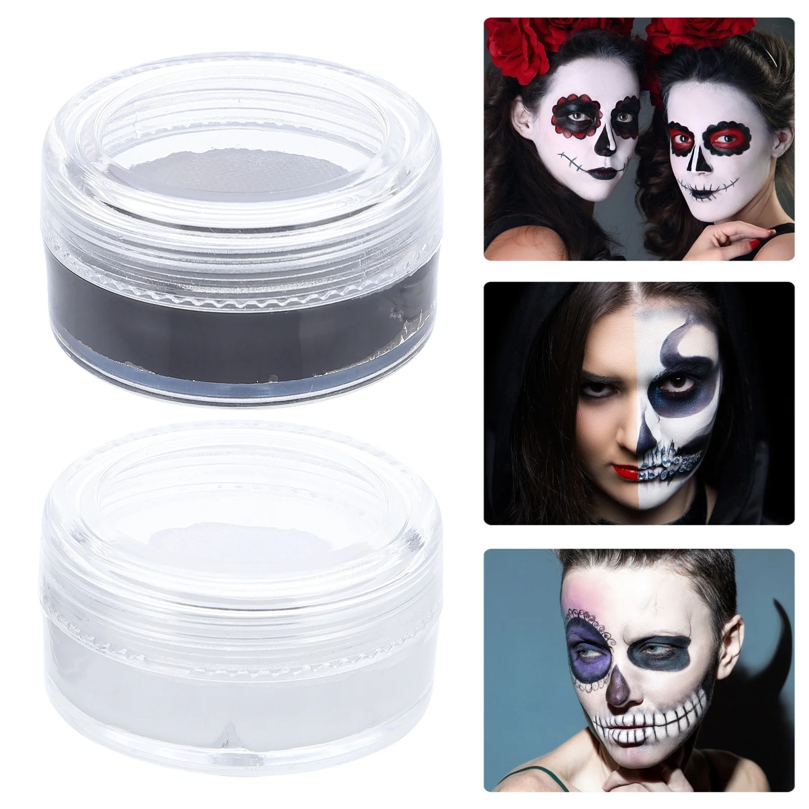 

2Pcs Wax Makeup Set Black White Face Paint Kit for Adults Festival Rave Parties Body Painting Supplies Vibrant