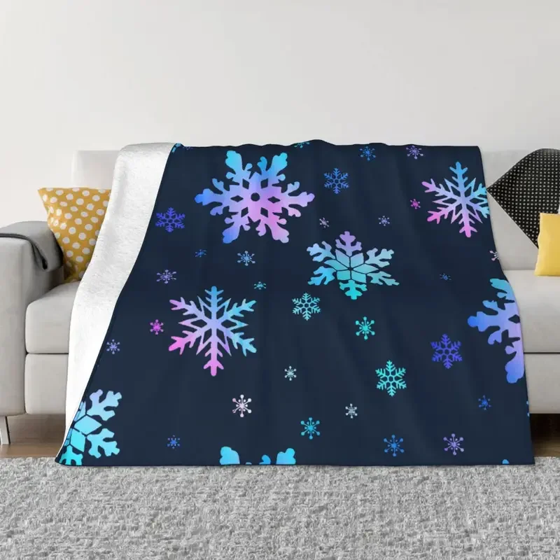 

Neon Colorful Snowflake Blanket Coral Fleece Plush Summer Cold Multi-function Super Warm Throw Blanket for Bed Car Bedspread