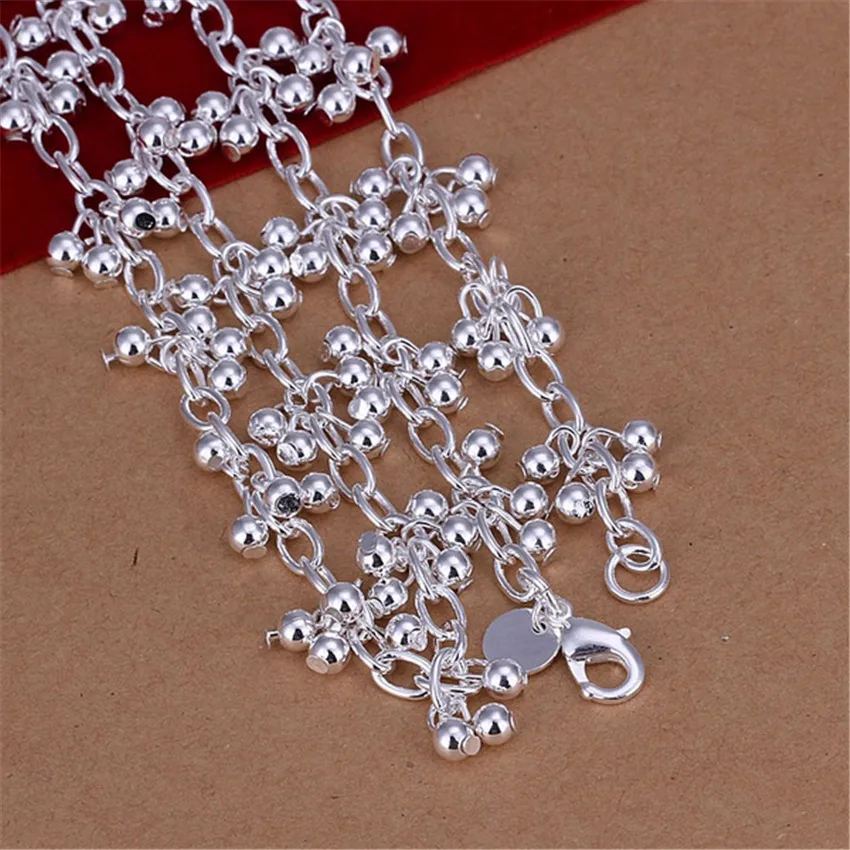Korean Fashion 925 Sterling Silver 18 Inch Many Beads Pearl Chains Necklaces For Women Luxury Designer Jewelry Holiday Gifts