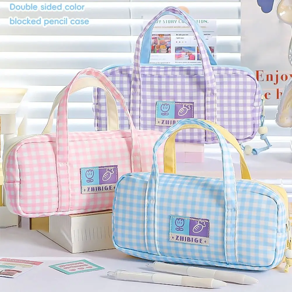 Creative Cartoon Pencil Case Embroidery Portable Pen Organizer Pouch Multi-layer Double Sided Pattern Multi-layer Stationery Bag