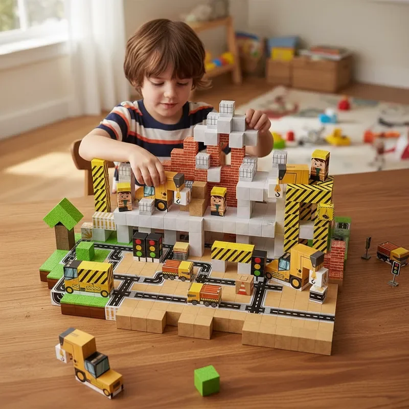 100 Uds. Bloques de construcción de azulejos magnéticos montaje gratis tema de construcción de ciudad 3D creativo DIY STEM juguetes de aprendizaje regalos de vacaciones