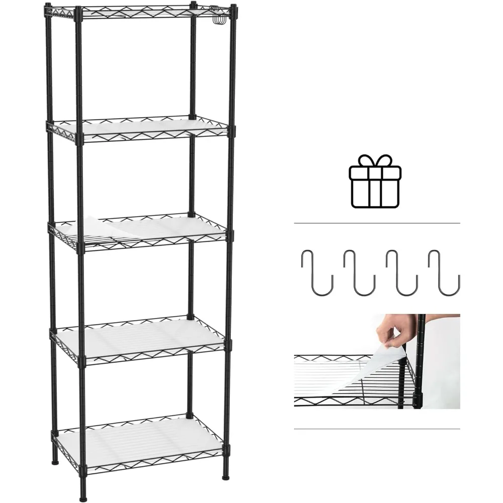 

Storage Shelves, 5-Tier Metal Shelving, Garage Wire Rack, 17-3/8"W x 11-1/2"D x 51-1/2"H, 550 LBS Load Capacity