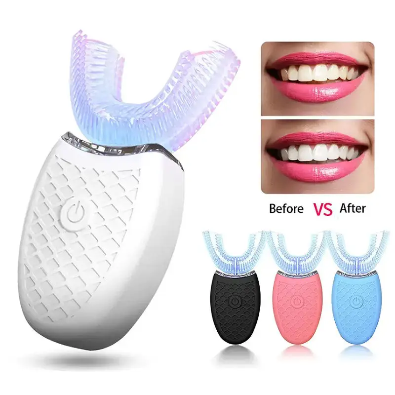 

Adult U-shaped waterproof washable electric toothbrush. Portable silicone oral cleaning tool. Can be charged via USB.