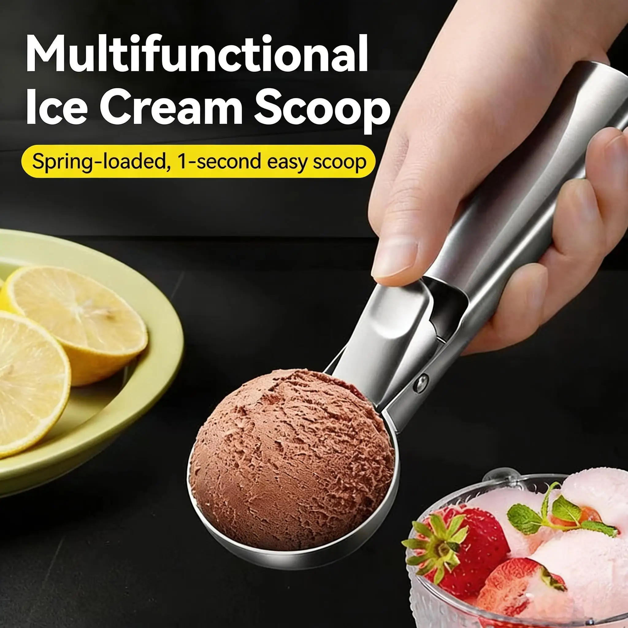 Ice Cream Spoon Stainless Steel Ice Cream Digger Watermelon Fruit Ball Scoop Summer Ice Cream Ball Makers Household Fruit Tools