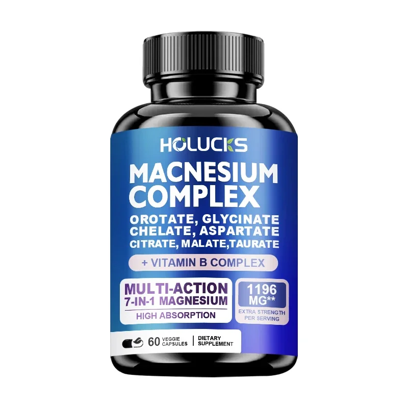 Magnesium Complex 1000MG Supplement, Chelated Magnesium Glycinate, Malate, Taurate &Citrate, with Vitamins C, E, B1, B2, B6, B12