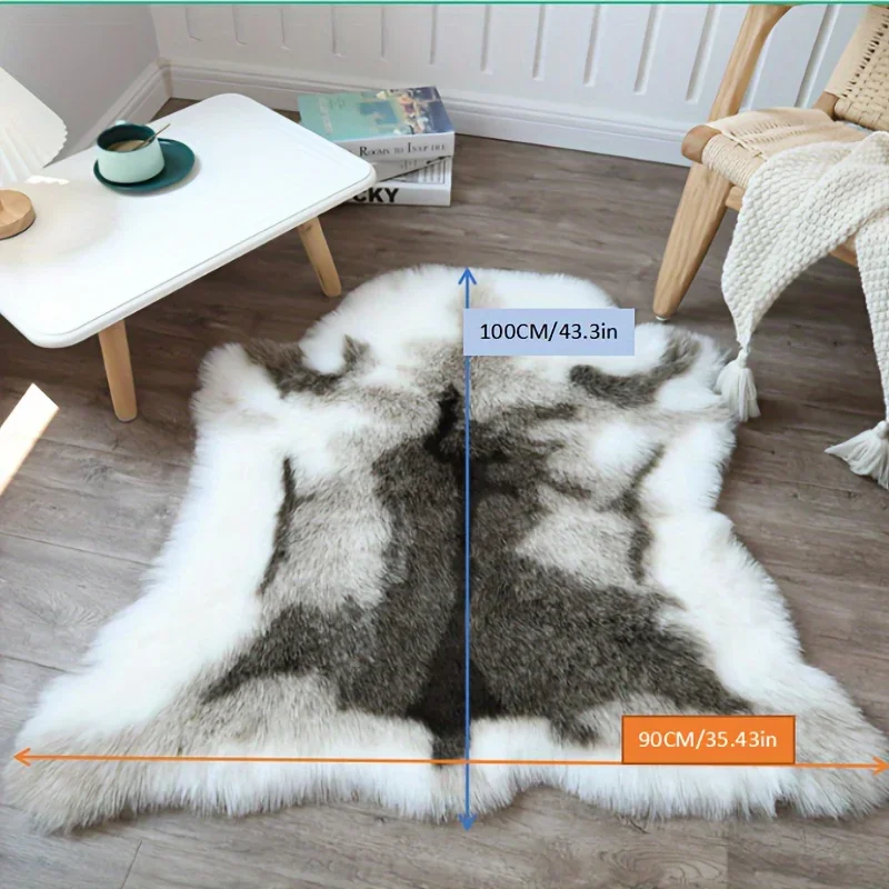 90*100cm New Artificial Animal Fur Carpet Thick Soft Blanket Non-slip Warm Chair Cushion Home Decoration Birthday Gift
