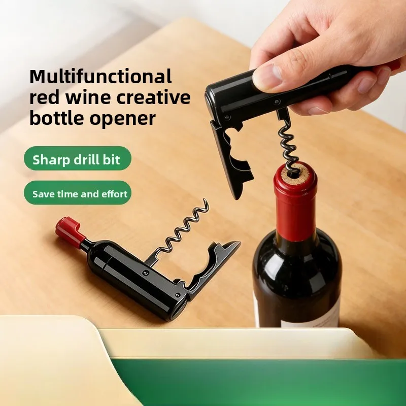 

Foldable Refrigerator Magnet Beer Opener Mini Bottle Shaped Corkscrew Portable Wine Opener