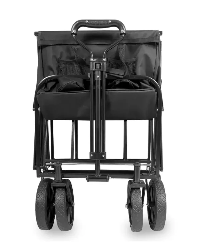 150 lbs. Weight capacity steel frame compact folding wagon black