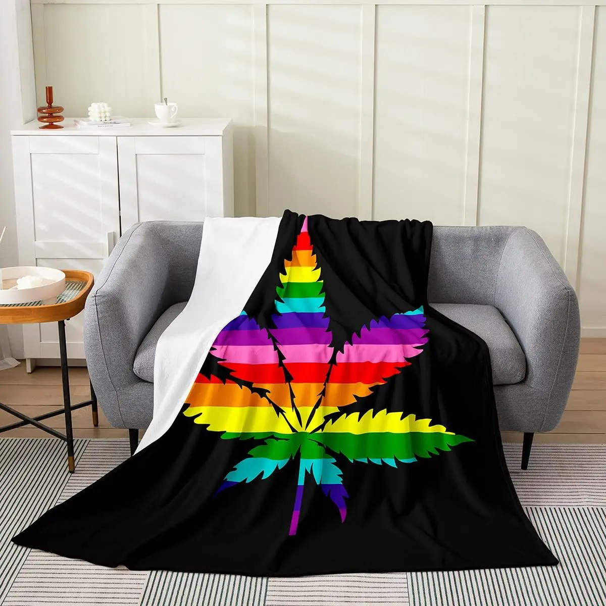 

Tropical plant leaves Printed Blanket for Sofa Bed Travel Camping Living Room Office Conditioning Blanket for All Seasons Gifts
