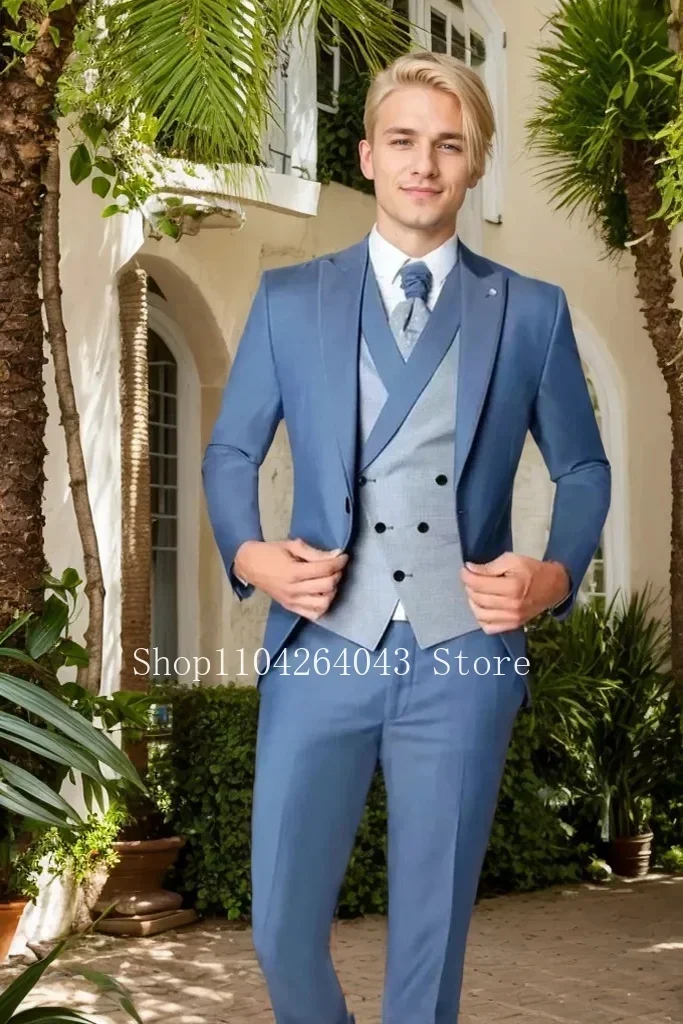 

Elegant Tuxedo Suits for Men, Regular Peak Lapel, Wedding Business Blazer, Vest and Pants Set, 3 Pieces