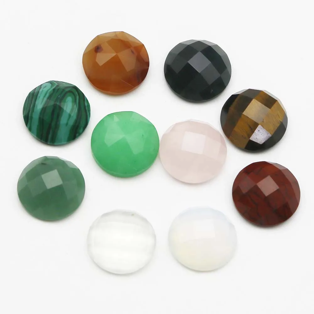 16MM Quality Natural Stone Section Round CAB CABOCHON Beads Charm Jewelry Clothes Accessories Gift Wholesale 20Pcs Free Shipping