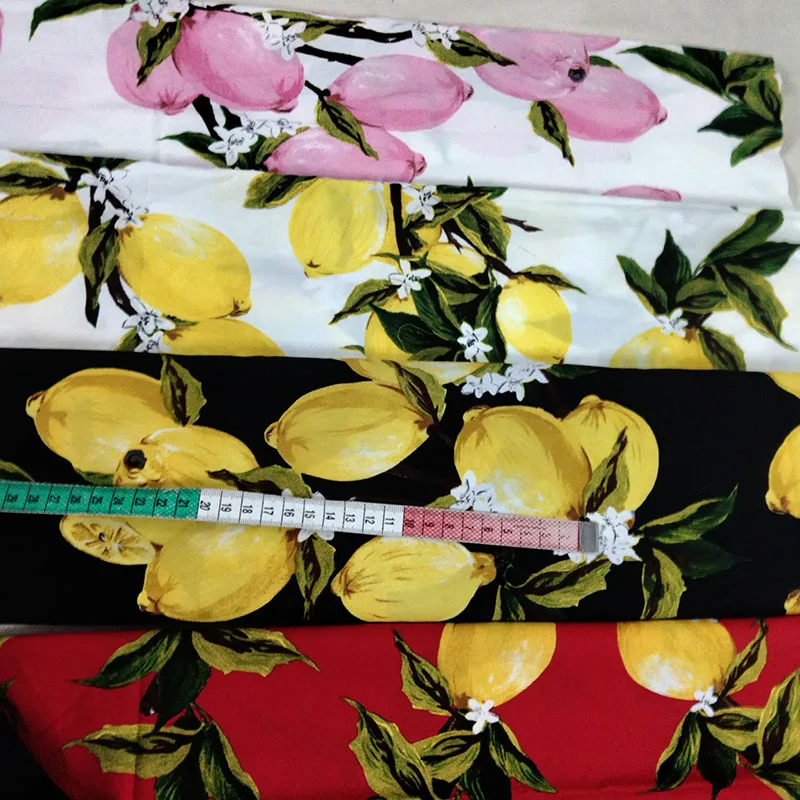 Preciosa tela de algodón 100% con estampado de frutas frescas y flores florecientes, ropa de cama acolchada de 50x130cm, tela DIY