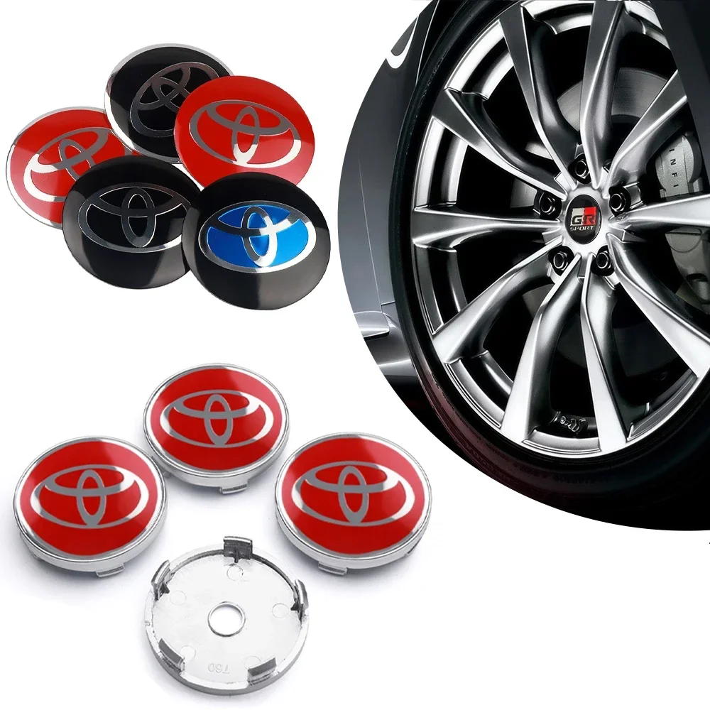 4Pcs 60MM Car Wheel Center Hub Caps Logo Badge Cover For Toyota GR Sport Harrier Cross Chr Camry Avensis TRD Raize Rav4 Corolla