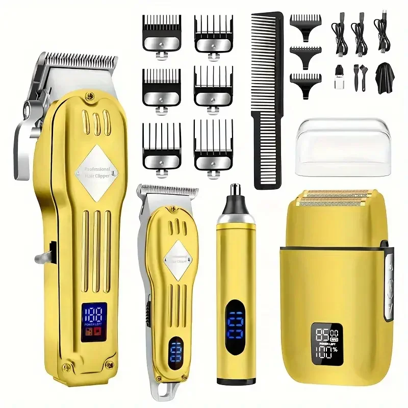 RUCHA Hair Clippers For Men T-Blade Nose Hair Trimmer Foil Shavers For Men Barber Kit 4 In 1 Professional Men Hair Clippers