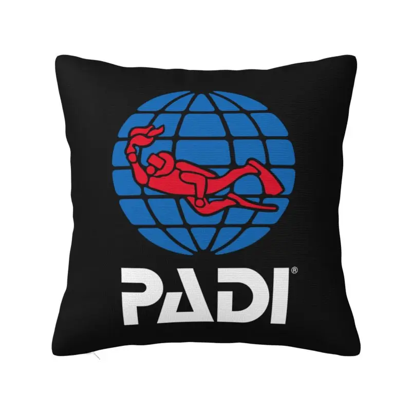 Scuba Driver Padi Pillow Case Soft Cozy Polyester Pillow Cover Square Cushion Cover 18x18 Inch for Home Office Car Decor