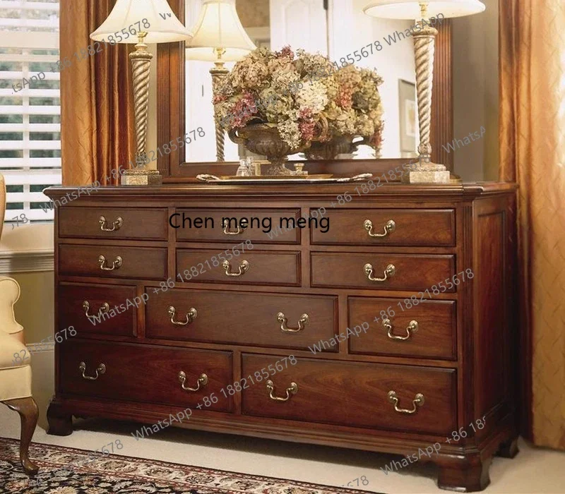 American dresser retro reddish-brown rectangular multi-chest environmentally friendly paint bedroom