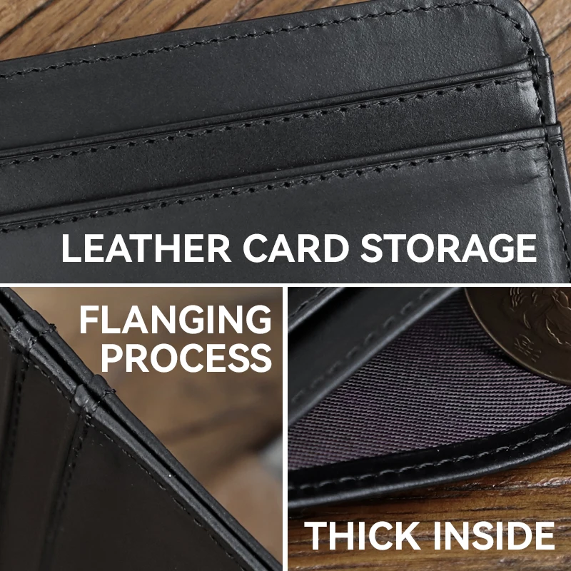 Vintage Men's Genuine Leather Business ID Card Holder Credit Card Slot Pocket Small Card Wallet For Male Thin Mini Cards Purse