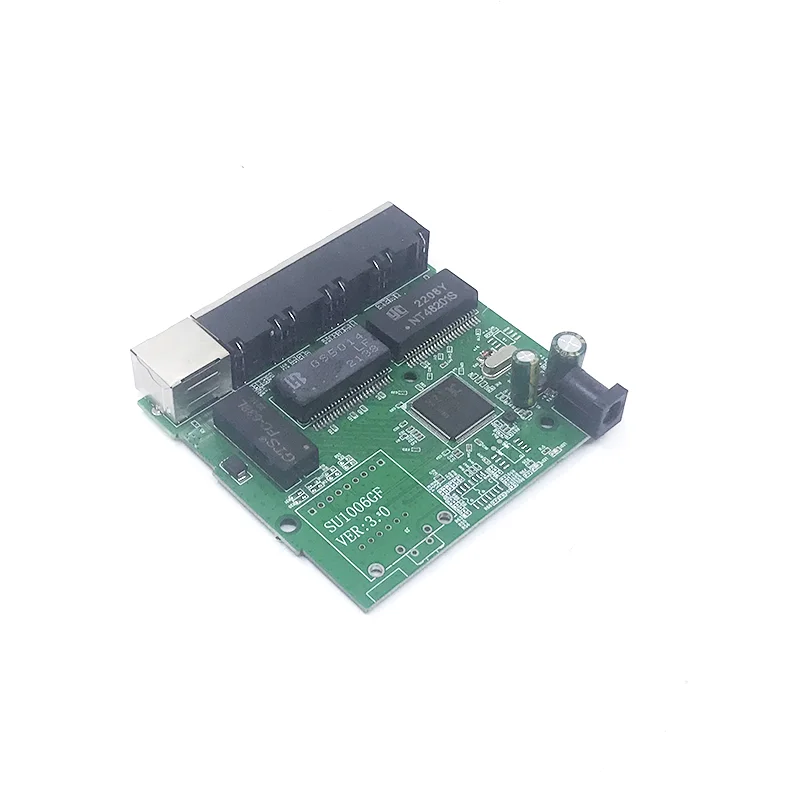 Mini Gigabit Switch Module, Contact Port, PCB Motherboard, Usado na Linha LED, 5 Portas, 10 m, 100 m, 1000 m