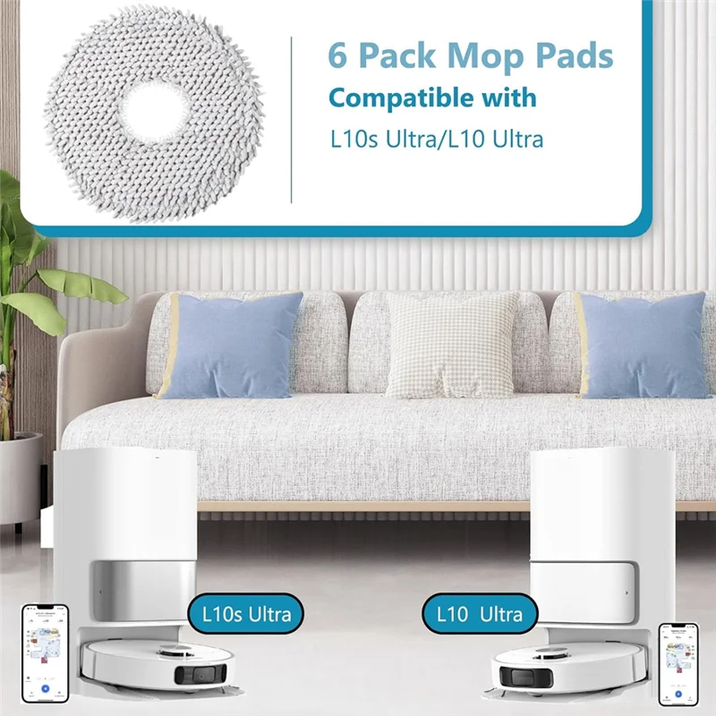 SANQ 6 قطعة منصات القماش الممسحة استبدال ل Dreame L10s Ultra/L10 الترا جهاز آلي لتنظيف الأتربة أجزاء قابلة لإعادة الاستخدام منصات التطهير الرطب