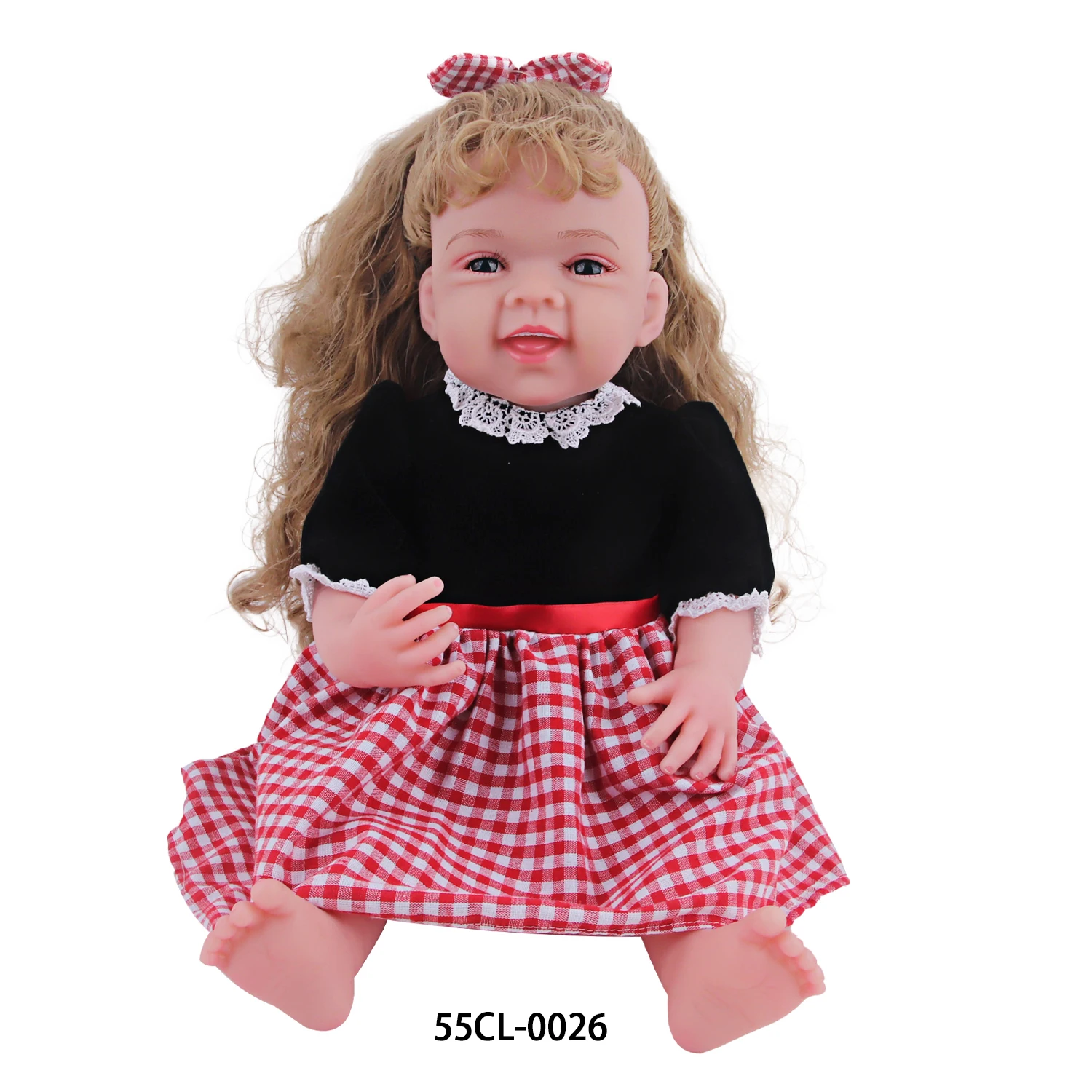 Ropa de muñeca Reborn de 55cm, vestido a cuadros de encaje + traje con diadema, traje para bebés recién nacidos de 22 pulgadas, accesorios, juguete de oso