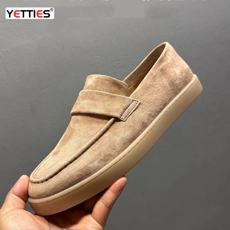 

Мужские новые мягкие минималистичные лоферы из натуральной кожи, легкие повседневные замшевые туфли без шнурков, дышащие удобные туфли для ежедневной носки