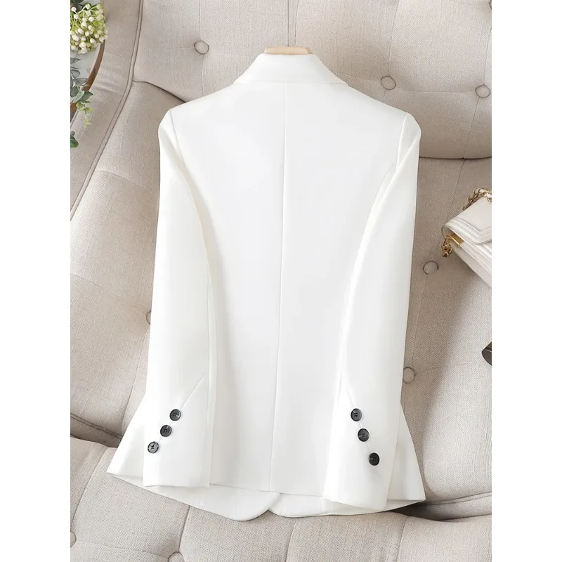 Traje elegante de oficina para mujer, chaqueta Formal de manga larga, con botonadura única, color negro, caqui y blanco