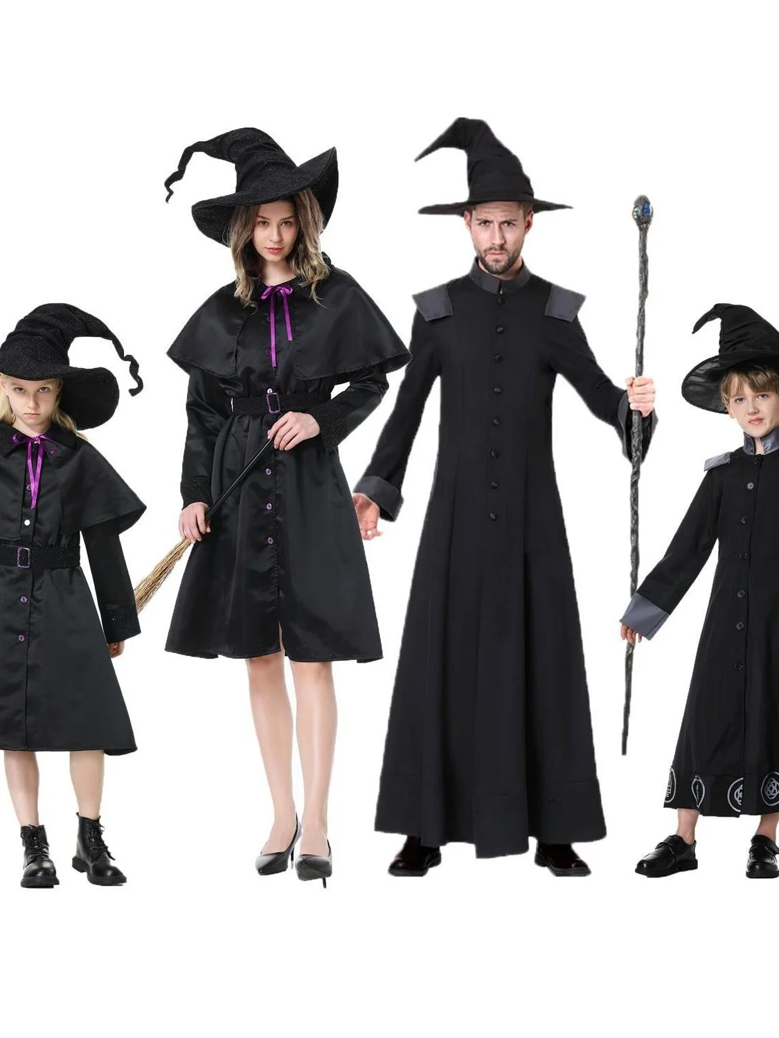 

loween Wizard Costume Set Parent-Child eup Dance Par Role-plang Clothes Large Magician Masquerade Ball Outfit